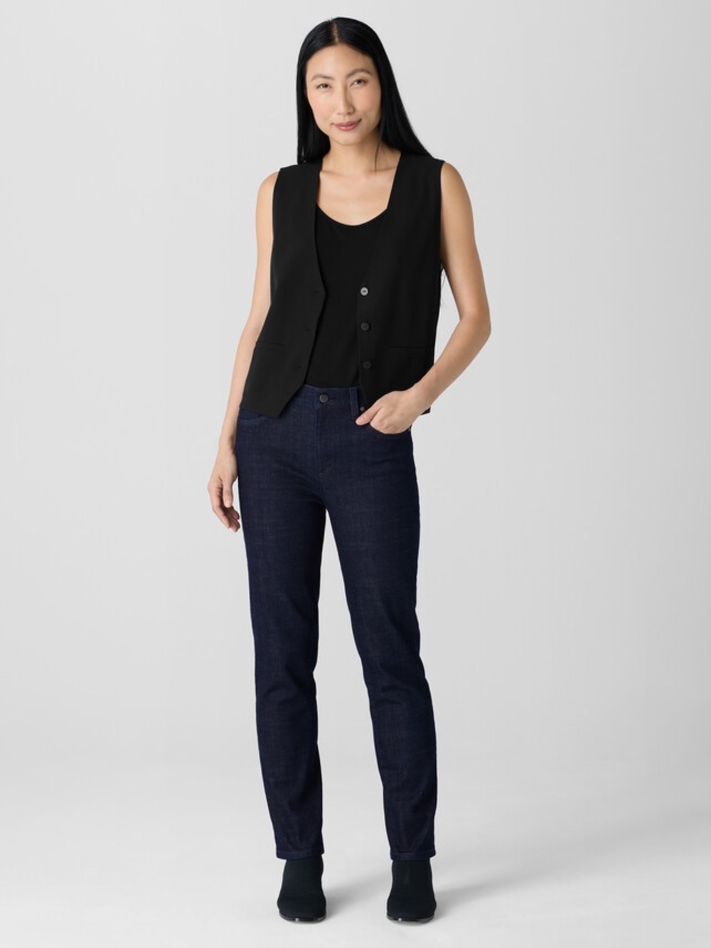 Eileen Fisher Sz Lg / 12 Cotton Stretch Denim Slim Jean